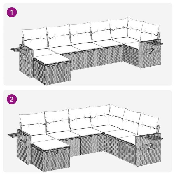 Loungeset Met Kussens Poly Rattan - Afbeelding 11