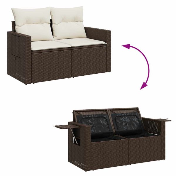 Loungeset Met Kussens Poly Rattan - Afbeelding 9