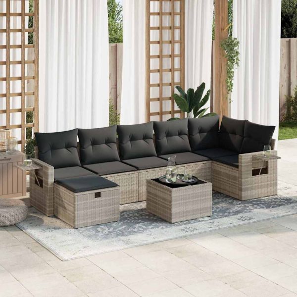 Loungeset Met Kussens Poly Rattan - Afbeelding 14