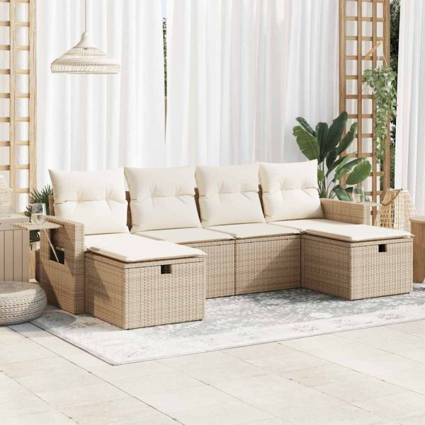 Loungeset Met Kussens Poly Rattan - Afbeelding 14