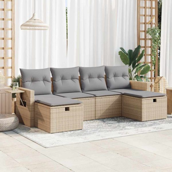 Loungeset Met Kussens Poly Rattan - Afbeelding 18