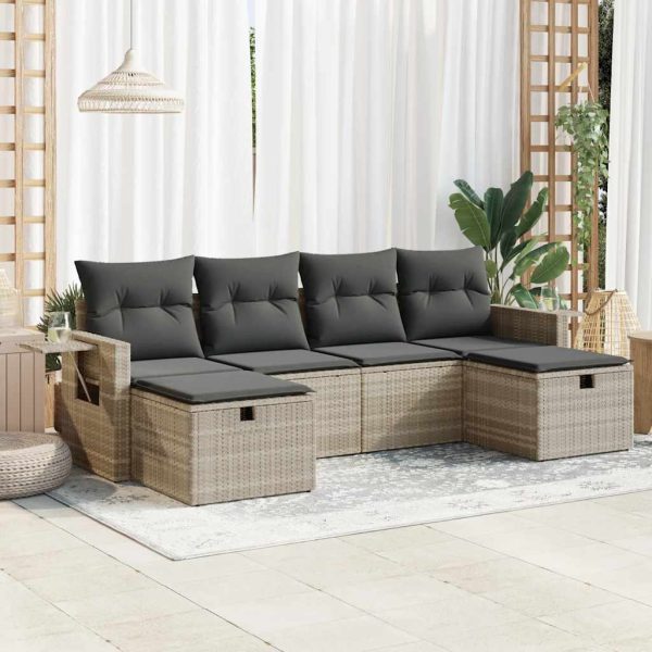 Loungeset Met Kussens Poly Rattan - Afbeelding 16