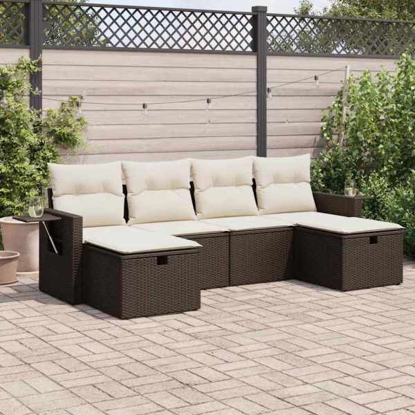 Loungeset Met Kussens Poly Rattan - Afbeelding 15