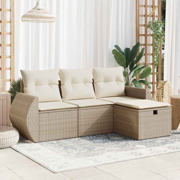 4-Delige Loungeset Met Kussens Poly Rattan - Afbeelding 17