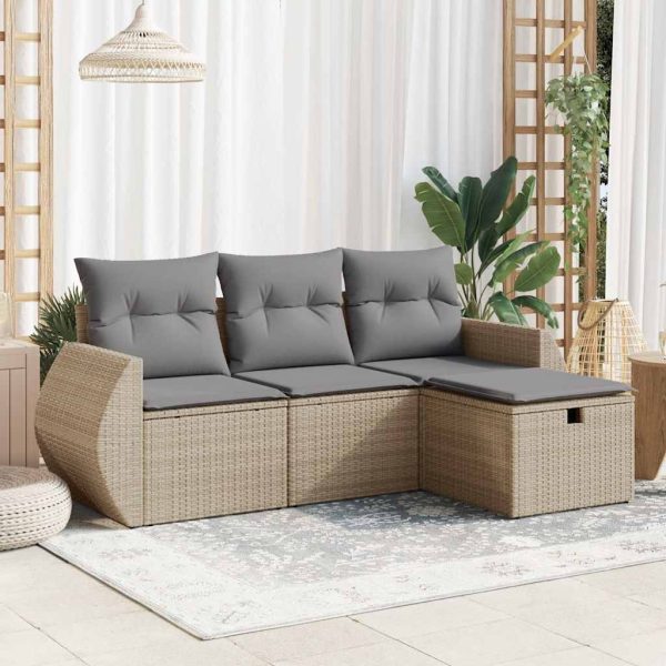 4-Delige Loungeset Met Kussens Poly Rattan - Afbeelding 18