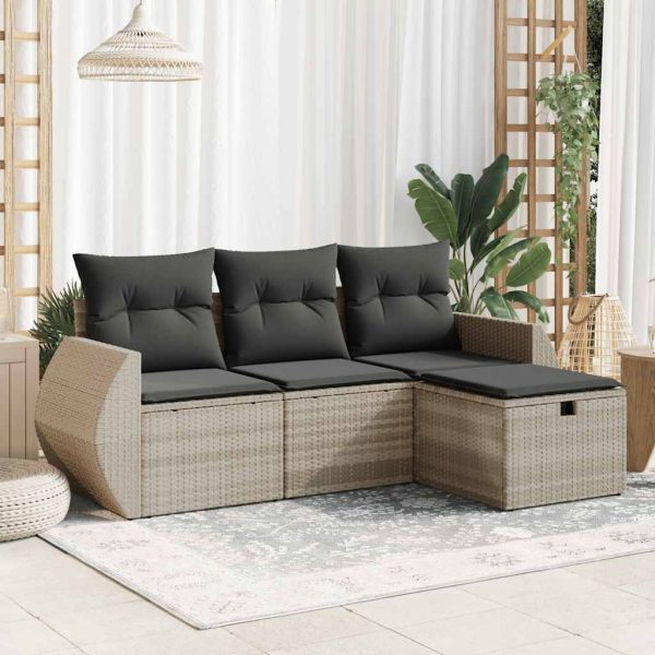 4-Delige Loungeset Met Kussens Poly Rattan - Afbeelding 13