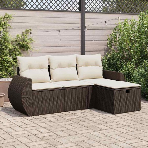 4-Delige Loungeset Met Kussens Poly Rattan - Afbeelding 15