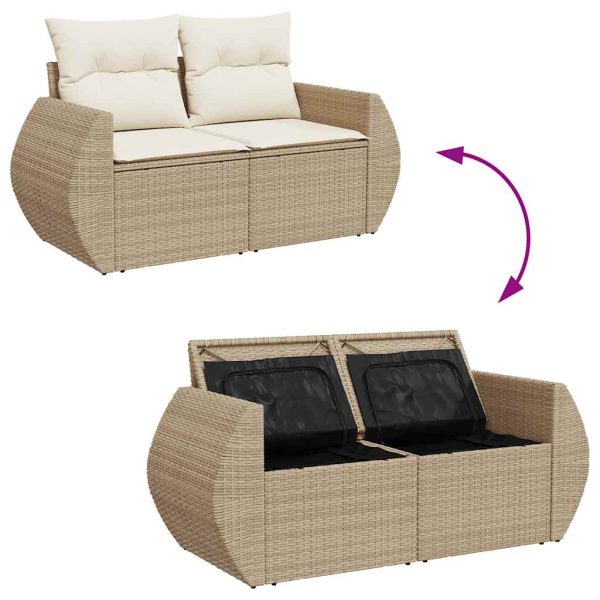 Loungeset Met Kussens Poly Rattan - Afbeelding 7