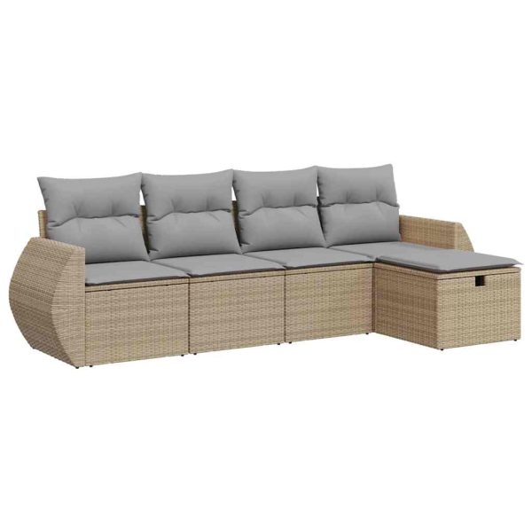 Loungeset Met Kussens Poly Rattan - Afbeelding 2