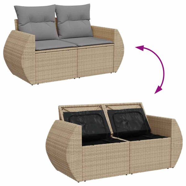 Loungeset Met Kussens Poly Rattan - Afbeelding 7