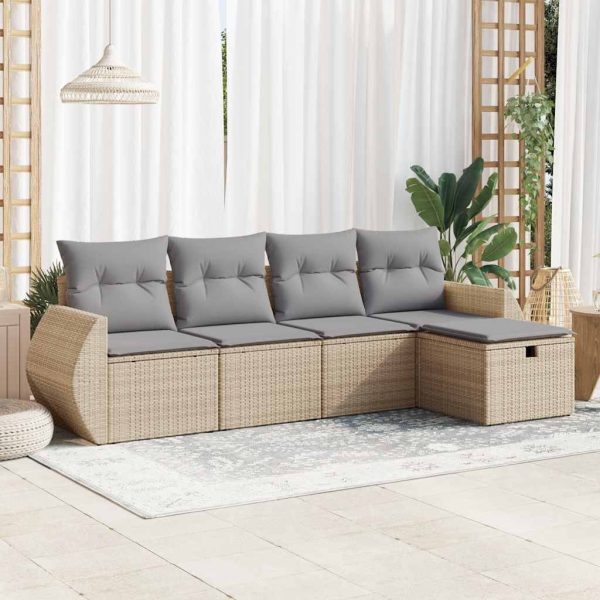 Loungeset Met Kussens Poly Rattan