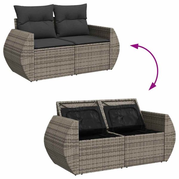 Loungeset Met Kussens Poly Rattan - Afbeelding 7