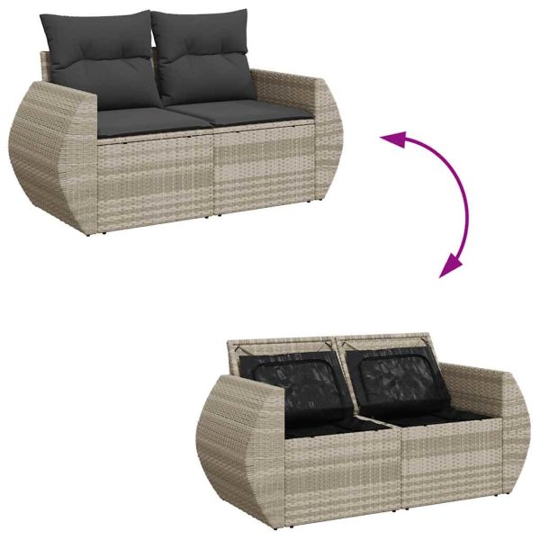 Loungeset Met Kussens Poly Rattan - Afbeelding 7