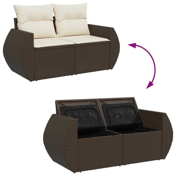 Loungeset Met Kussens Poly Rattan - Afbeelding 7