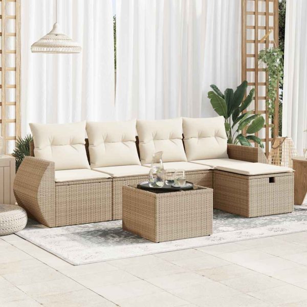 Loungeset Met Kussens Poly Rattan - Afbeelding 13