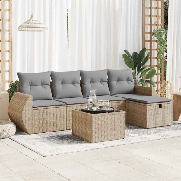 Loungeset Met Kussens Poly Rattan - Afbeelding 17