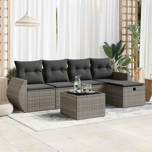 Loungeset Met Kussens Poly Rattan - Afbeelding 19