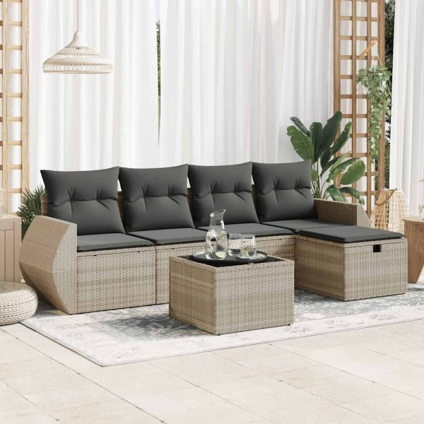 Loungeset Met Kussens Poly Rattan - Afbeelding 15