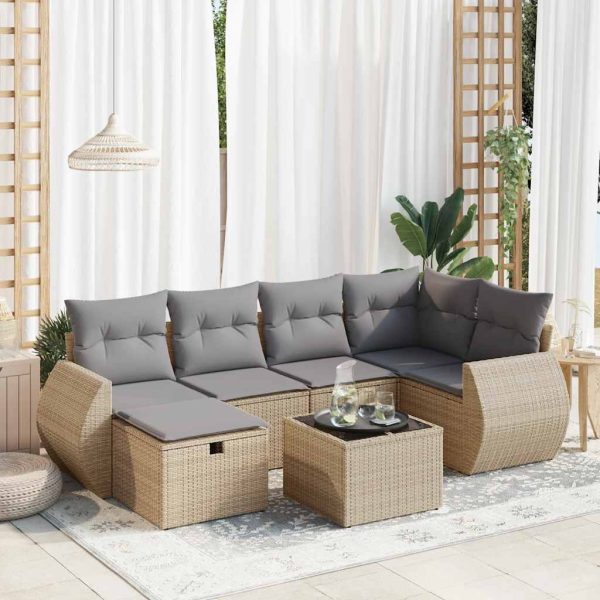 Loungeset Met Kussens Poly Rattan - Afbeelding 19