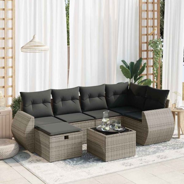 Loungeset Met Kussens Poly Rattan - Afbeelding 17