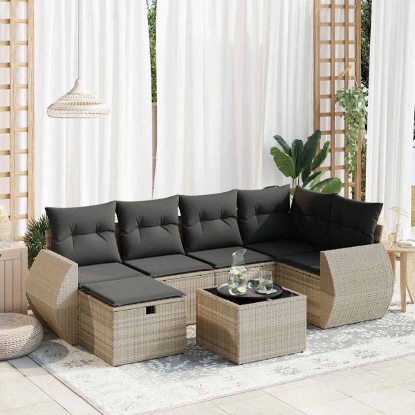 Loungeset Met Kussens Poly Rattan - Afbeelding 14