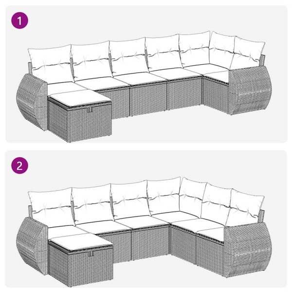 Loungeset Met Kussens Poly Rattan - Afbeelding 11