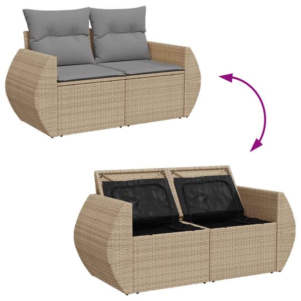 Loungeset Met Kussens Poly Rattan - Afbeelding 9