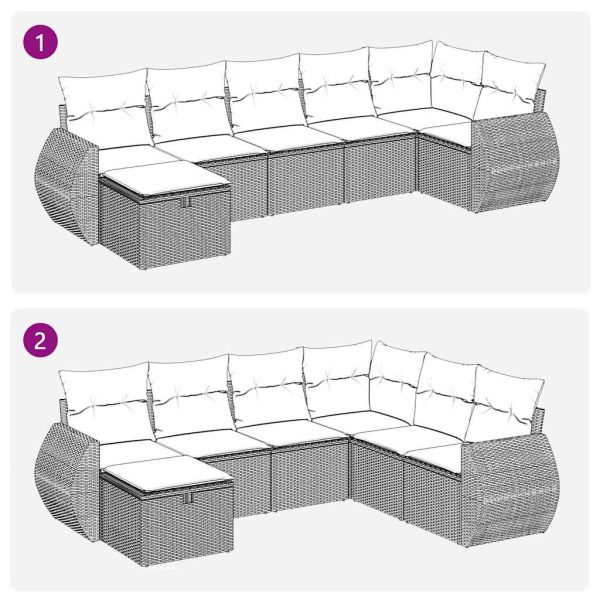 Loungeset Met Kussens Poly Rattan - Afbeelding 7