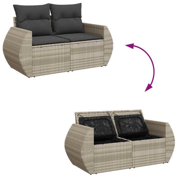 Loungeset Met Kussens Poly Rattan - Afbeelding 10