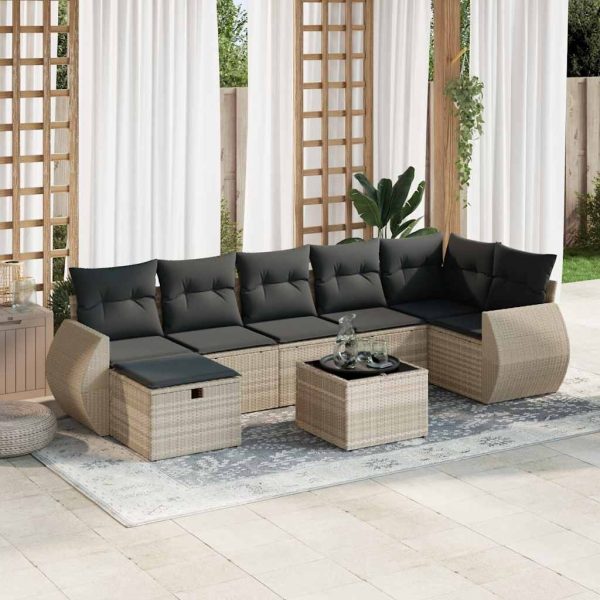 Loungeset Met Kussens Poly Rattan - Afbeelding 13