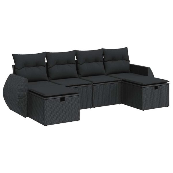 6-Delige Loungeset Met Kussens Poly Rattan - Afbeelding 2