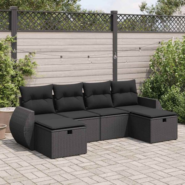 6-Delige Loungeset Met Kussens Poly Rattan