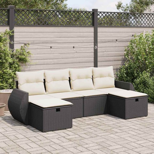 6-Delige Loungeset Met Kussens Poly Rattan - Afbeelding 15