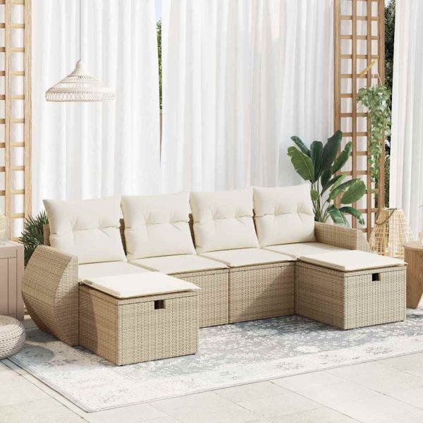 6-Delige Loungeset Met Kussens Poly Rattan - Afbeelding 14