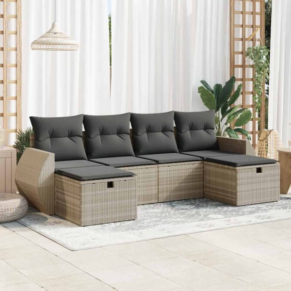 6-Delige Loungeset Met Kussens Poly Rattan - Afbeelding 16