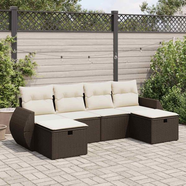 6-Delige Loungeset Met Kussens Poly Rattan - Afbeelding 18