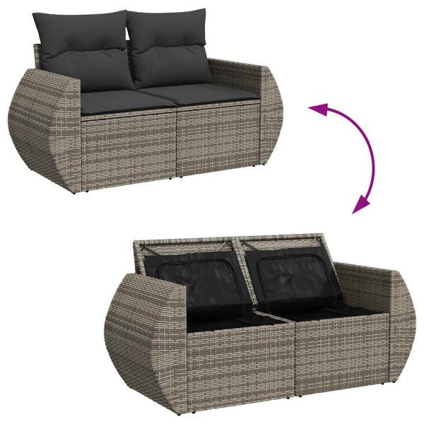 Loungeset Met Kussens Poly Rattan - Afbeelding 9