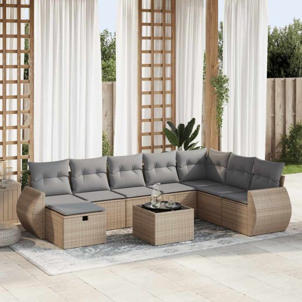 Loungeset Met Kussens Poly Rattan - Afbeelding 19