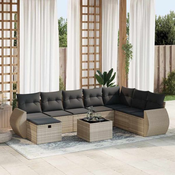 Loungeset Met Kussens Poly Rattan - Afbeelding 14