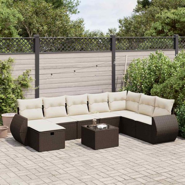 Loungeset Met Kussens Poly Rattan - Afbeelding 15