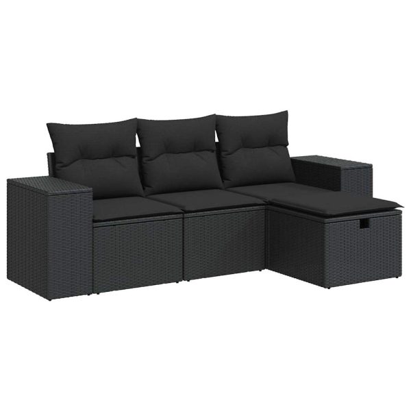 4-Delige Loungeset Met Kussens Poly Rattan - Afbeelding 2