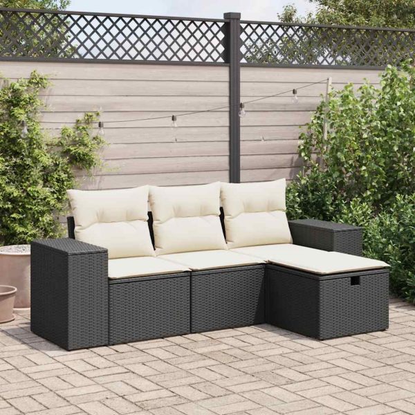 4-Delige Loungeset Met Kussens Poly Rattan - Afbeelding 17