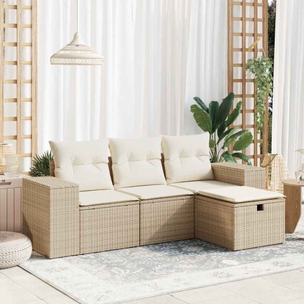 4-Delige Loungeset Met Kussens Poly Rattan - Afbeelding 14