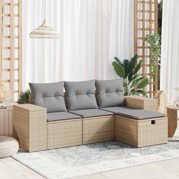 4-Delige Loungeset Met Kussens Poly Rattan - Afbeelding 16