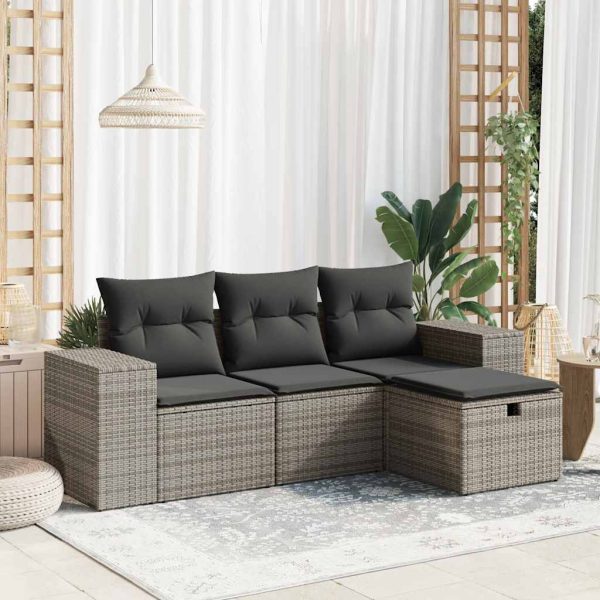 4-Delige Loungeset Met Kussens Poly Rattan - Afbeelding 18