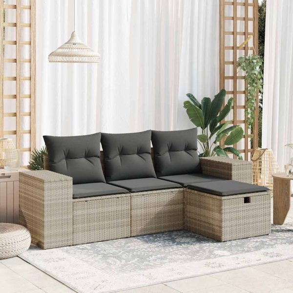 4-Delige Loungeset Met Kussens Poly Rattan - Afbeelding 13