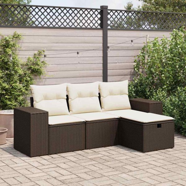 4-Delige Loungeset Met Kussens Poly Rattan - Afbeelding 15