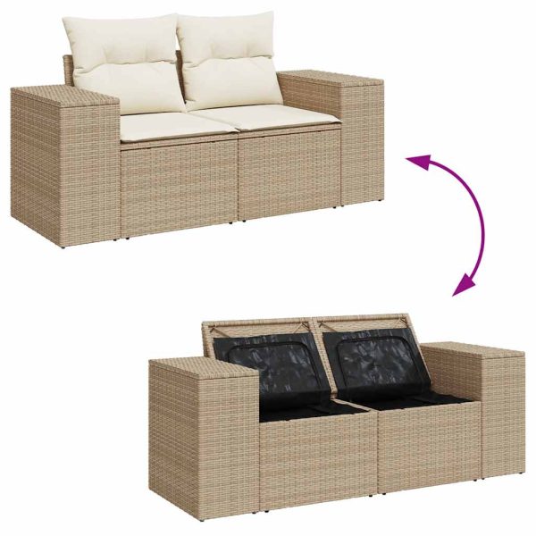 Loungeset Met Kussens Poly Rattan - Afbeelding 7