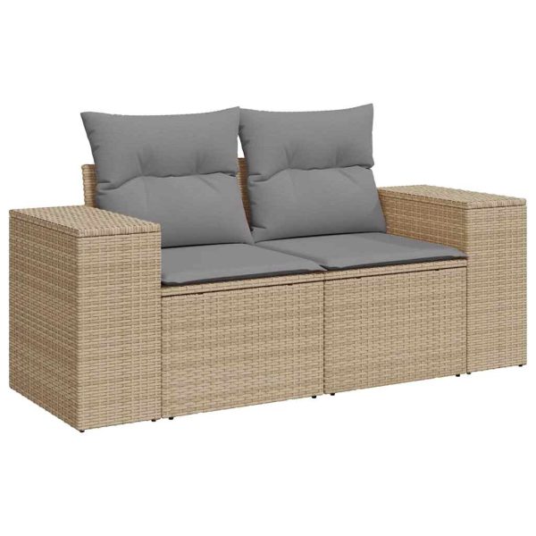 Loungeset Met Kussens Poly Rattan - Afbeelding 4