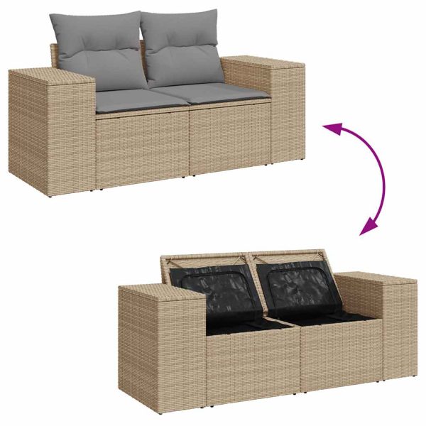 Loungeset Met Kussens Poly Rattan - Afbeelding 7